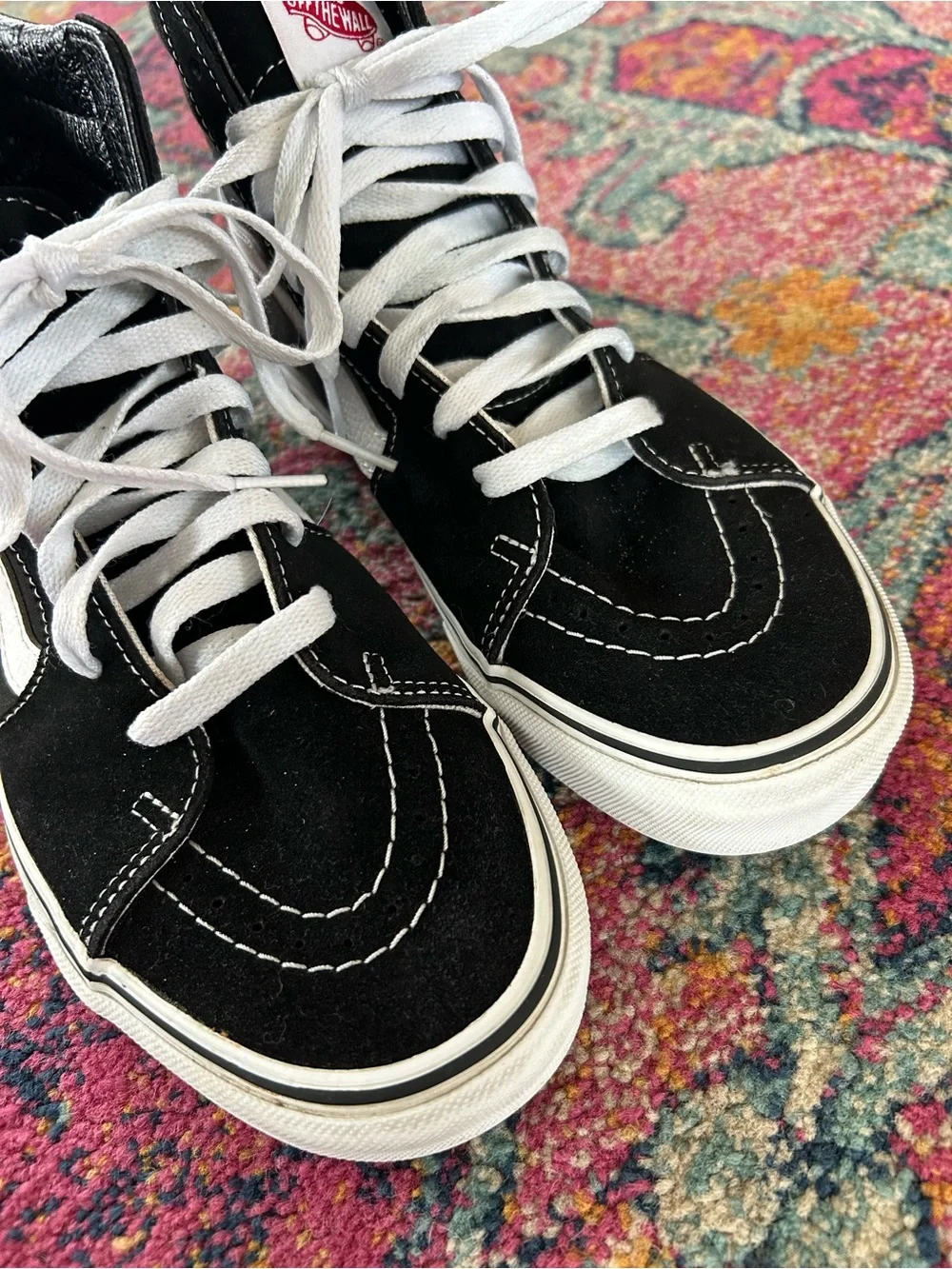 Vans | Unisex Black/White Suede/Canvas High-Top Sk8-Hi Lace Up Sneakers M7.5 W9